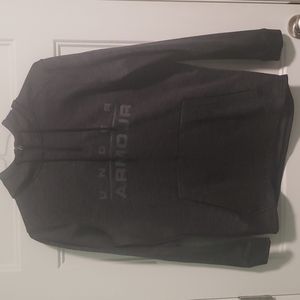 Under Armour Mens Small Dark Gray Coldgear Sweatshirt Hoodir with Zipper Neck